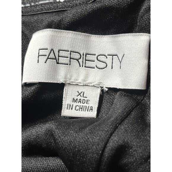 Faeriesty Tiered Lace Tulle Gown XL Black Rainbow Sparkle Fairy Whimsy Goth Prom - Picture 10 of 15